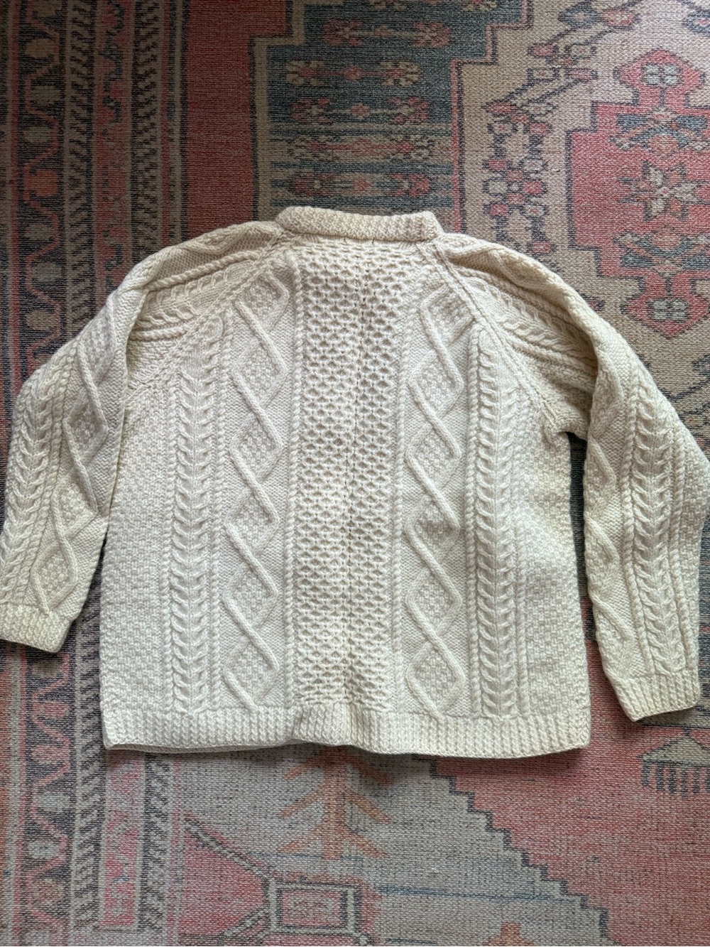 Vintage Wool Fisherman Cardigan Made in Ireland - Picture 7 of 8